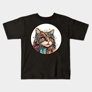 Lady Cat Boho Colorful Lover Kids T-Shirt